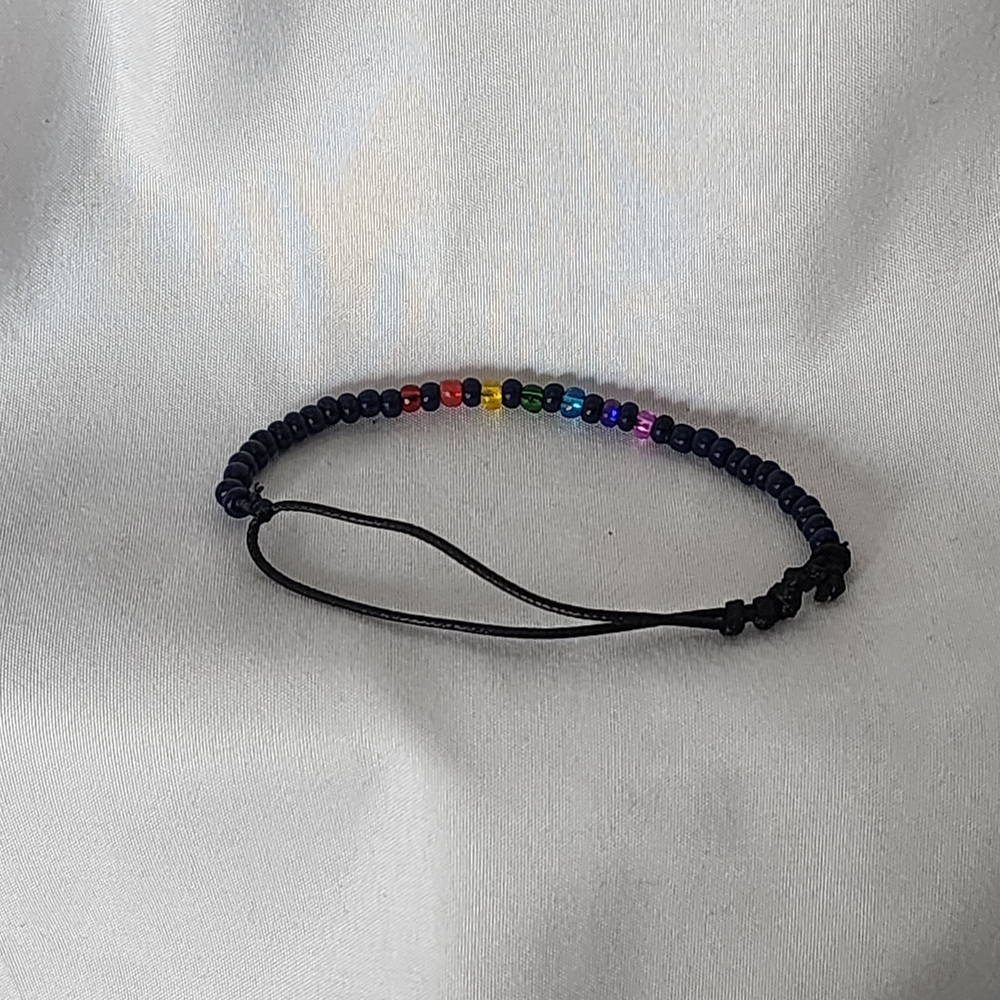 Colorful, Handmade, Adjustable Beaded  Bracelet - Picture 3 of 5